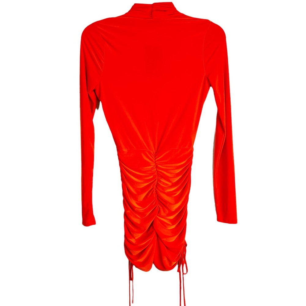 NWT Fashion Nova Deceiving Looks Ruched Romper Highlighter Orange Women’s Sz S - Picture 6 of 9